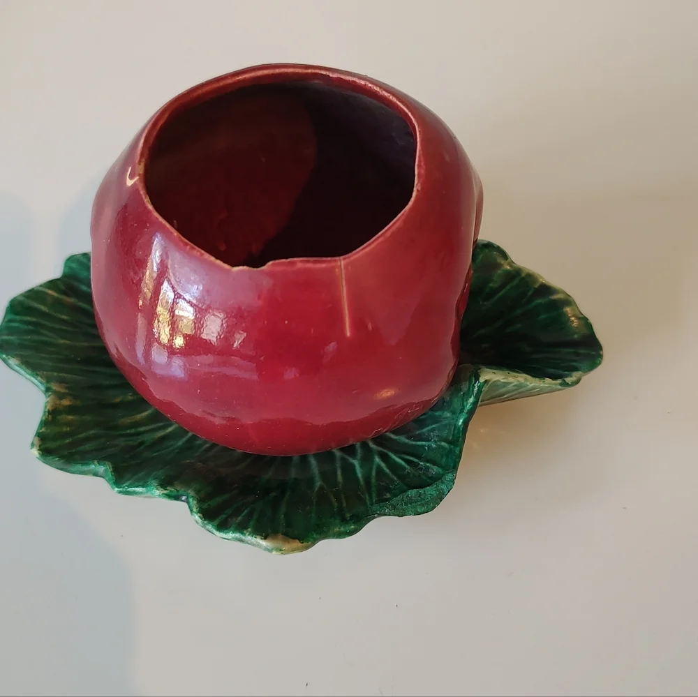 McCoy Pottery Vintage Apple Planter Vase 1950s FLAWS REPAIRED